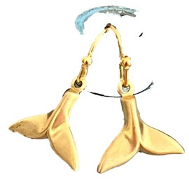 Gold Whale Tail Dangle Earrings Ocean Whale Watcher Nature Jewelry Earrings for Women #3298FE304