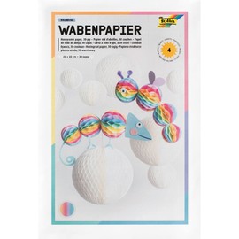 folia Rainbow 461-77 Honeycomb Paper, 21 x 33 cm, Craft Paper with Honeycomb Structure in 4 Colours, 30-Ply for Designing Colourful Honeycomb Decoration