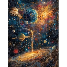 SJDIYSTORE - Kits de arte de diamantes de paisaje espacial 5D para adultos principiantes, kit de pintura de diamante redondo completo para manualidades, paisaje espacial, pintura de diamantes de punto