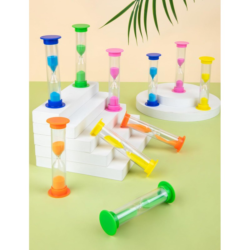 15Pcs 5 Min Sand Timer,Plastic Hourglass Visual Sand Clock Colorful