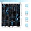 Riyidecor Black Blue Shower Curtain 60Wx72H Inch Abstract Navy Brick