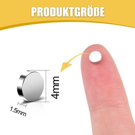 FPMYB Pack of 500 Neodymium Magnets Strong 4 x 1.5 mm Neodymium Magnets Extra Strong Magnets Small Round Mini Magnets for Magnetic Board, Fridge, Whiteboard, Photos, Pin Board, Office