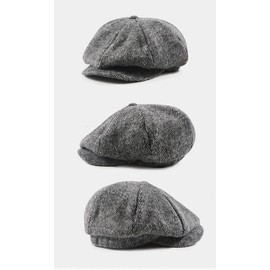 Men's Flat Cap Beret Cap Retro Herringbone Bakerboy Newsboy Cap Gatsby Flat Cap 1920s Costume Accessories Hat, A28# Grey