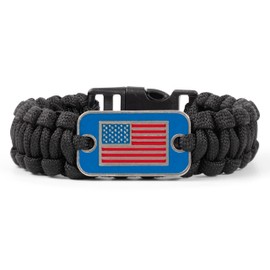 Great 1 American Flag Paracord Bracelet with Detachable Buckle Clasp - Tactical and Military Survivalist Accesory