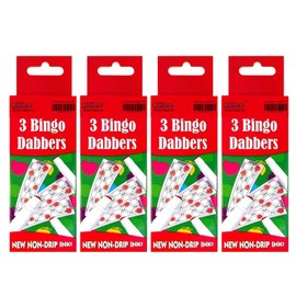 eMKay® FOUR Pack of 3 – Bingo Dabbers (TOTAL - 12) Non-Drip Dot Markers for Bingo Nights | Red, Blue & Green Dabber Pens for Bingo Books, Cards & Tickets | Great for Family Games, Parties & Nan Gifts