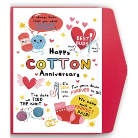 Mcduldul Cute 2nd Anniversary Card for Men Women| Sweet Second Wedding Anniversary Card for Couple Husband Wife| Happy Cotton Anniversary Cards Decorations