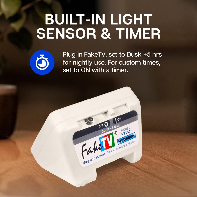 FakeTV - FTV-7 White – Advanced Home Security Television Simulator