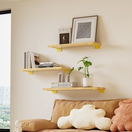 Floating Shelf Bracket 10Inch, 8Pack Gold Shelf Brackets Bathroom Shelf for DIY Decorative, L Brackets for Shelves with Mounting Hardware