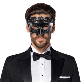 Lilwemen Ancient Greek Spartan Warrior Roman Masquerade Mask Men Venetian Mask Wedding Ball Mask Mardi Gras Mask Wedding Ball Mask Burlesque Ball Party (Black)