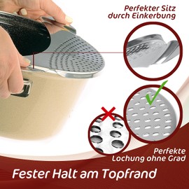 4smile Pasta Strainer Stainless Steel Rust-Proof – Space-Saving Pasta Strainer – Flat Sieve Kitchen as a Practical Strainer for Pots – Sturdy Strainer Diameter 26 cm