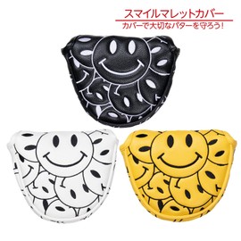 Mallet Magnetic Odyssey 2 Ball Tailor Made Spider Putter Cover Fits Scotty Cameron Odyssey Magnetic Closure Smile 3 Colors Smile Embroidery (White)