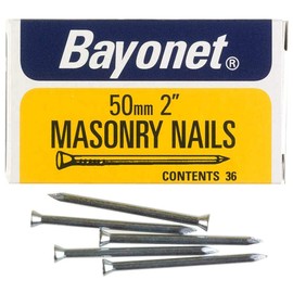 Masonry Nails ZINC Plated, 50MM (PK36), Nail Fasteners, Hardware, 36 Piece Pack - 12210