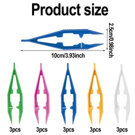 CVNRCLP 15-Pack Colorful Plastic Tweezers Set for Kids – Ideal for Preschool Science and Homeschool Activities, Promoting Fine Motor Skills Development (5 Bright Colors)