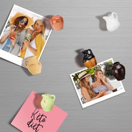 Yifugad Cute Mini Ceramic Vase Magnets for Fridge, Funny Plant Tiny Vase Cute Fridge Magnets for Refrigerator Decoration Kitchen Locker Office, Bouquet not Included (6Pcs Yellow)