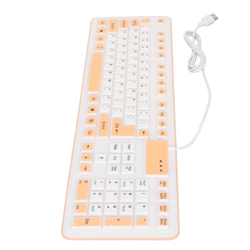 Foldable Silicone Keyboard 106 Keys Waterproof Dustproof Foldable USB Wired