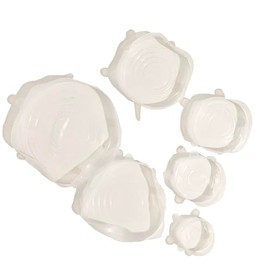 Set tapas de silicón amoldables, 6 piezas. Para la cocina, sartenes, contenedores. (Transparente)