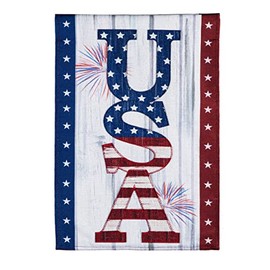 Evergreen USA Fireworks Garden Burlap Flag | Patriotic Garden Flag 12x18 Double Sided | Small American Flags For Outside