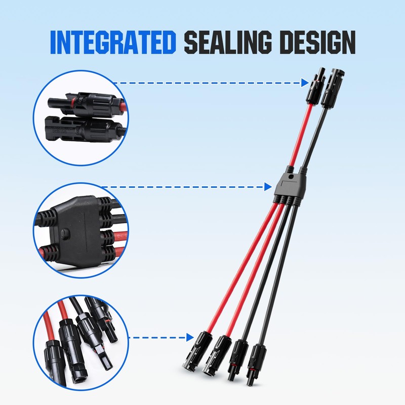 ECO-WORTHY Integrated Solar Connector 2-4 Y Branch Parallel PV Adapter
