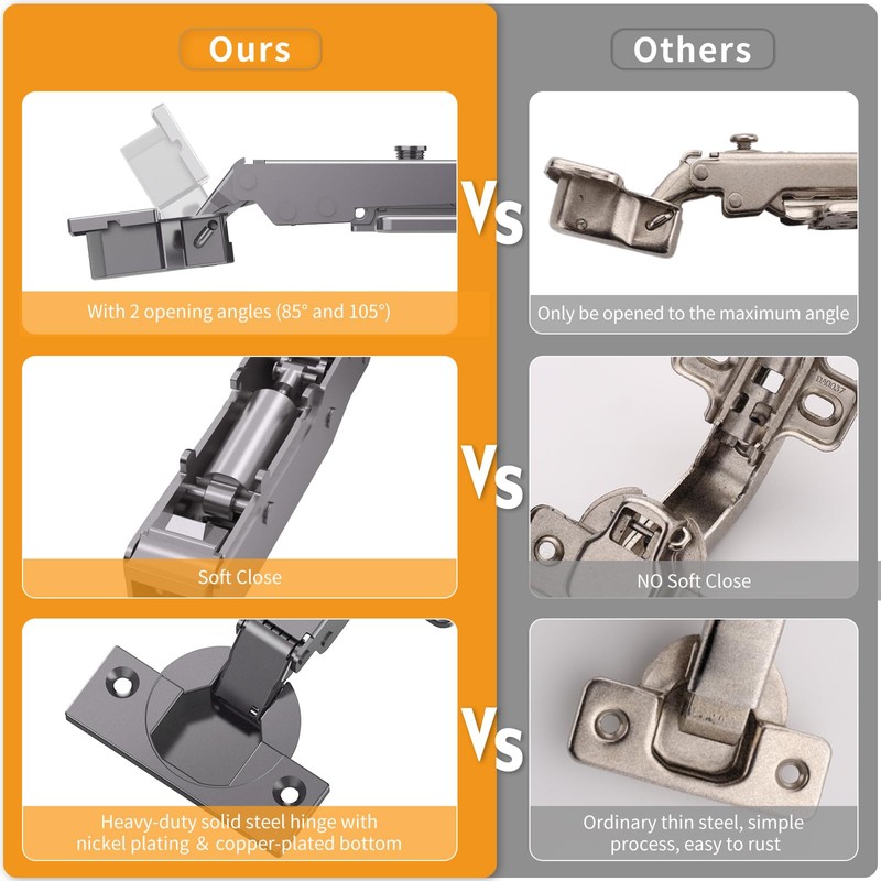 Chibery 50 Pack Frameless Full Overlay Soft Close Concealed Hinges,