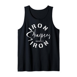 Mens Iron Sharpens Iron Christian Men Bible Scripture Gym Workout Tank Top