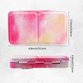 HAUSTGO Pink Watercolor Tin Palette with 14 Empty Half Pans - Sturdy Travel Palette for Gouache, Watercolor, Acrylic Painting