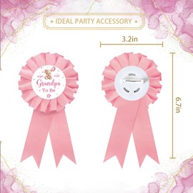 Baby Bear Grandma to Be Tinplate Badge Pin, Bear Grandpa to Be Pin, Gender Reveal Button for New Grandparents, Pink Rosette Grandma Award Ribbon, Bear Themed Baby Shower Party Favors