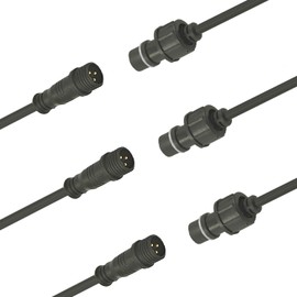 NEWNEWLIU 3 Wire Waterproof Electrical Connector, 22AWG 3 Pin, 11.8in/30cm Male Female Connector for Car, Truck, Boat, Indoor/Outdoor LED Strip Lights (3 Pairs Black)