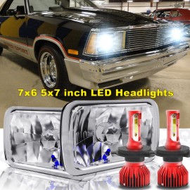 AQJ 5x7" 7x6 LED Headlight Hi-Lo DRL For Chevy El Camino 1978-1981 Classic LUV Truck