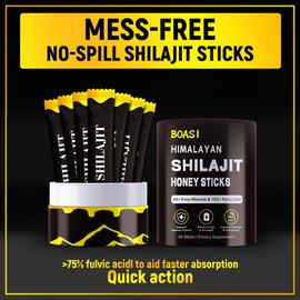30PCS Shilajit for Men,Black Thai Honey Himalayan Shilajit Honey Sticks with Organic Saffron,85+Trace Minerals,75%+ Fulvic Acid,Enhance Cognitive Functions Boost Energy&Strength