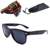 Sunglasses, Wood Effect, with Glasses Case UV400 Various Colours and