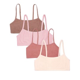 Fruit of the Loom Girls' Spaghetti Strap Sports Bra, Light Nude/Blush/Desert Dusk/Sweet Tea, 30