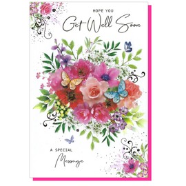 Get Well Soon Card - Female Women Floral - Size: 7.5" x 5.25" G