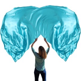 Wuchieal 55" x 74" Large soft semicircle Worship Flags, satin semicircle Banner Praise Flag with Scalable Rods 1 pairs (Light blue)