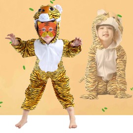 BITOWO Tiger Costume Children 98 104 110 with Tiger Mask Costume Tiger Children Boys Girls Carnival Costume Children Tiger Onesie Jumpsuit Clothing Tiger Costume Children for Toddlers