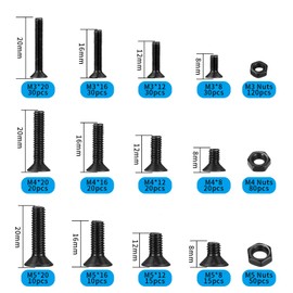 500pcs M3 M4 M5 Hex Socket Countersunk Bolt Set Hex Socket Screw Set Hex Screw Countersunk Head Bolts Pan Head Bolts and Nuts Alloy Steel Repair Tools