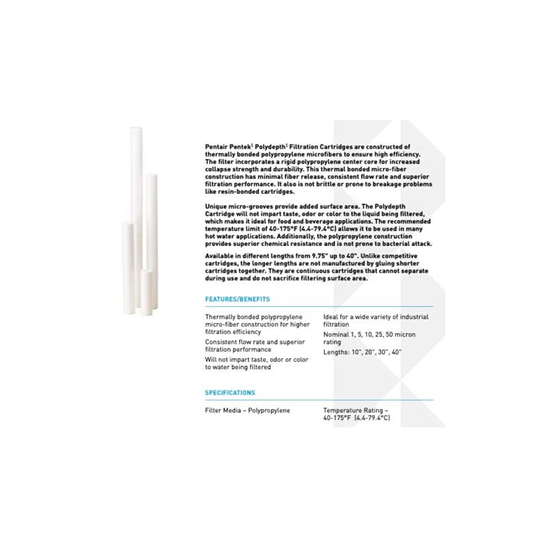 Pentair Pentek PD-25-20 Sediment Water Filter, 20-Inch, Whole House Polydepth