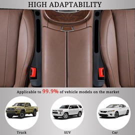 Qonyv Car Seat Gap Filler with Mobile Phone and Chapstick Lipstick Storage Box Universal for Car SUV Truck Accessories Stop Things from Dropping Pack of 2 Pu Black