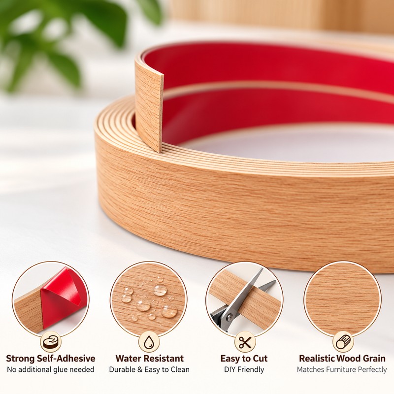 1Roll 3meter/5m Furniture Edge Banding,self-adhesive Repair Strip,PVC Decorative Sticker,plywood Thickened