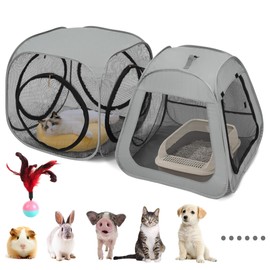 Portable Cat Playpen, Trapezoidal Design for Better Standing, Foldable Pet Tent for Indoor and Outdoor Use,Dog Playpen, Outdoor Cat Tent, Cat Houses & Condos for Kitten,Cat,Puppy and Small Animals.