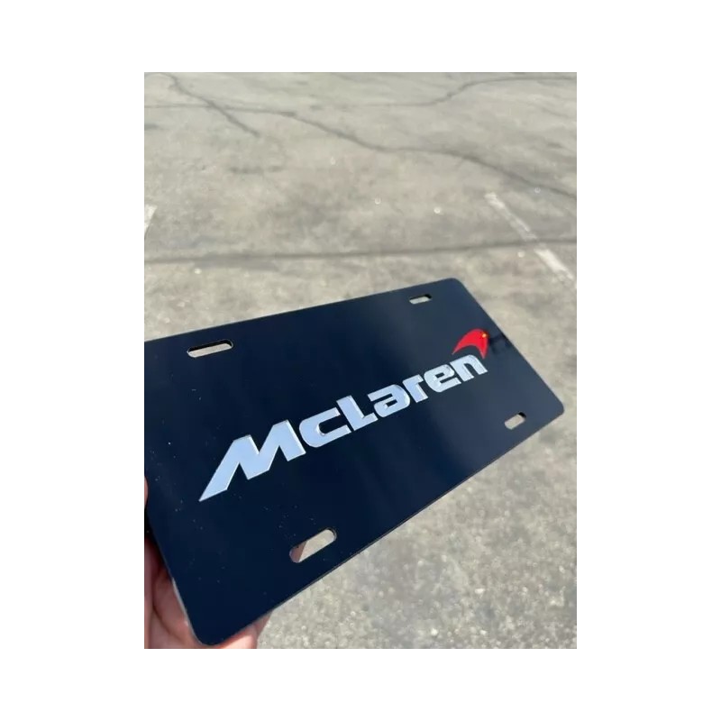 BLVD McLaren Black Mirror Acrylic License Plate Including Mounting Hardware