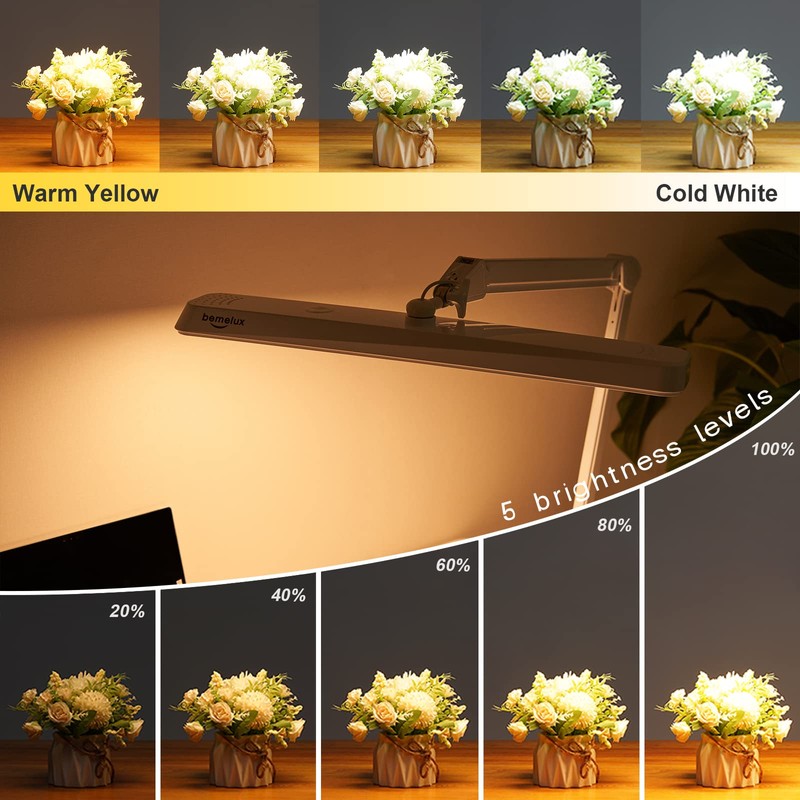 Bemelux LED Architect Desk Lamp, 2500 Lumens, Dimmable, Metal Swing