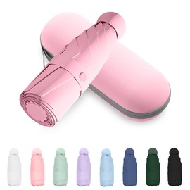 Trenovo Compact Travel Umbrella, Small Pocket Mini Umbrella for Purse Wallet, UV Sun Rain Umbrellas for Backpack, Portable Folding Umbrellas for Women Kids (Pink)