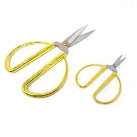 Honbay 2PCS Stainless Steel Sewing Scissors Traditional Chinese Household Scissors Tailor Scissors with Dragon and Phoenix Relief Design for Household Handicrafts Bonsai Kitchen (Large and Small)