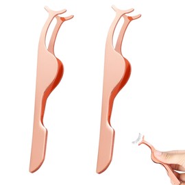 2 PCS False Eyelashes Applicator Tool Lash Curler Extensions Professional Fake Lashes Cosmetic Tool Eyelashes Clip Clip Application Eyebrow Strip Separation Separator Holder Clip (Rose Gold)