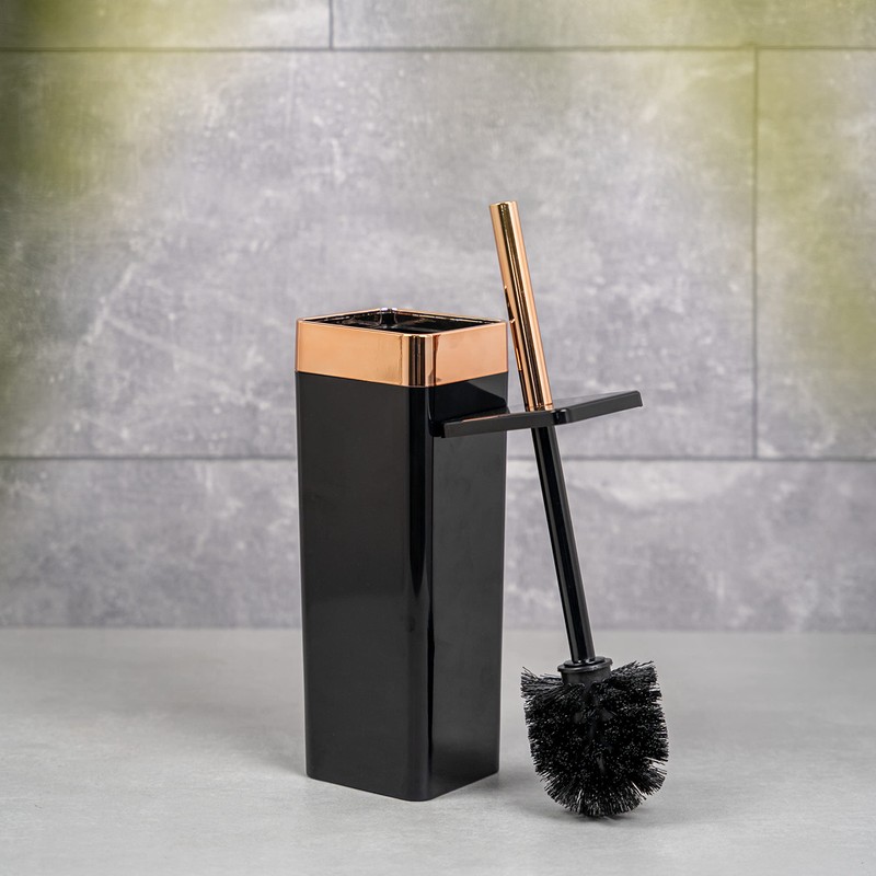 bremermann Savona Toilet Brush Holder Square (Black/Rose Gold)
