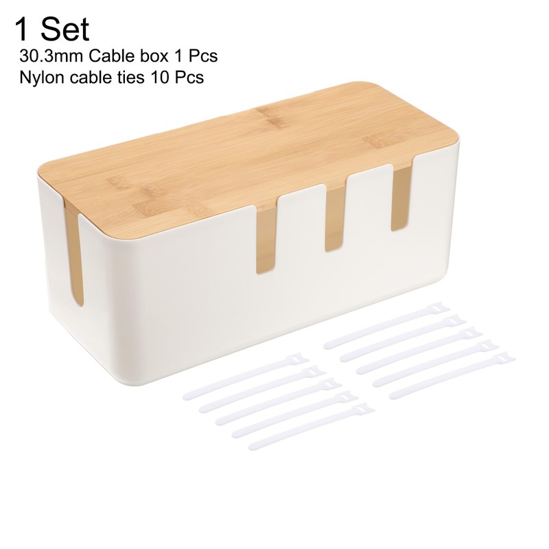 HARFINGTON Cable Management Box, Cord Organizer with Nylon Cable Reusable