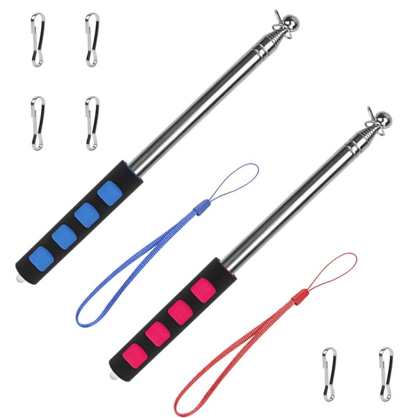 Realand Telescopic Flagpole with Clips, Portable Stainless Steel Flagpole, Extendable