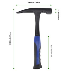 MAHIONG 28oz Rock Pick Hammer, Geology Hammer with Pointed Tip and Shock Absorption Anti Slip Handle, Masonry Hammers, Good Balance