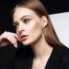 Aretes Argolla 2.05cm Oro 14K Zirconia Cúbica ELFPRINCE