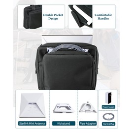 Starlink Mini Case, Portable Starlink Mini Carry Bag for Outdoor Camping and RV Trips, Easy-to-Carry Organizer for Starlink Dish and Accessories（Black）